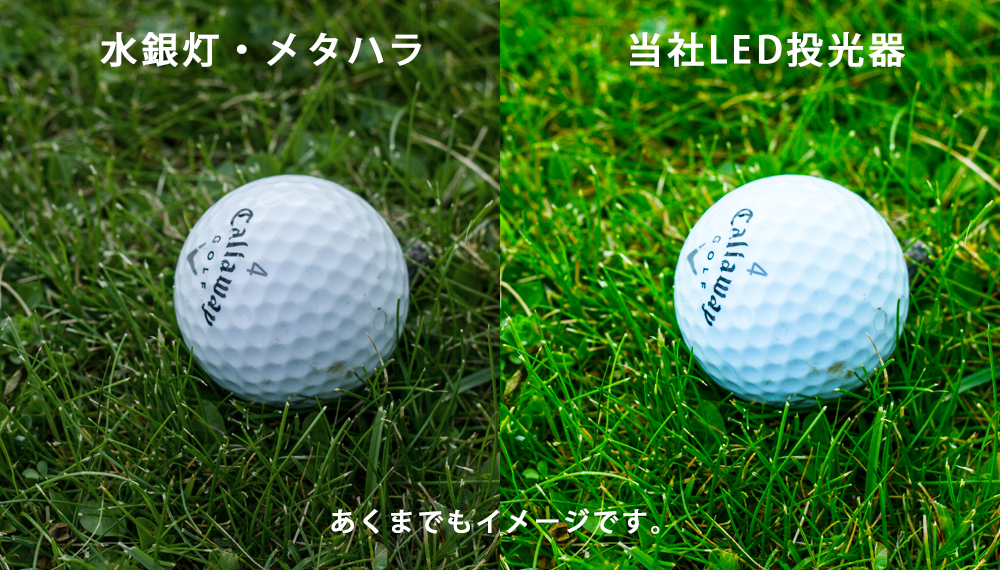 ボールや芝生の色を自然に近い色のイメージ写真